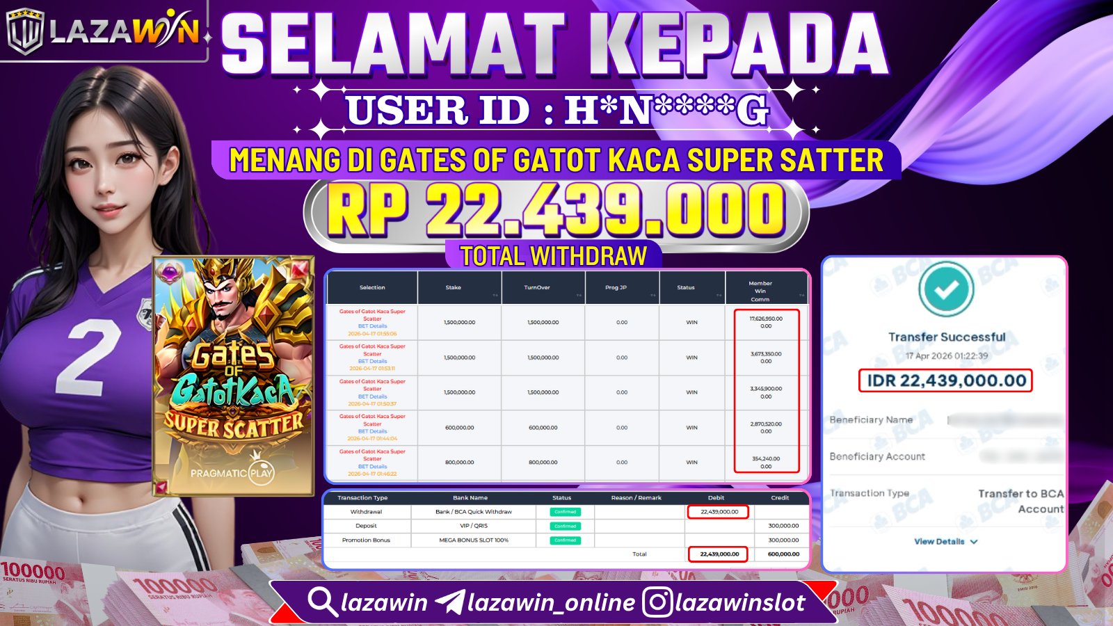 LAZAWIN JACKPOT di GATES OF GATOT KACA SUPER SCATTER Rp.22.439.000,- LUNAS