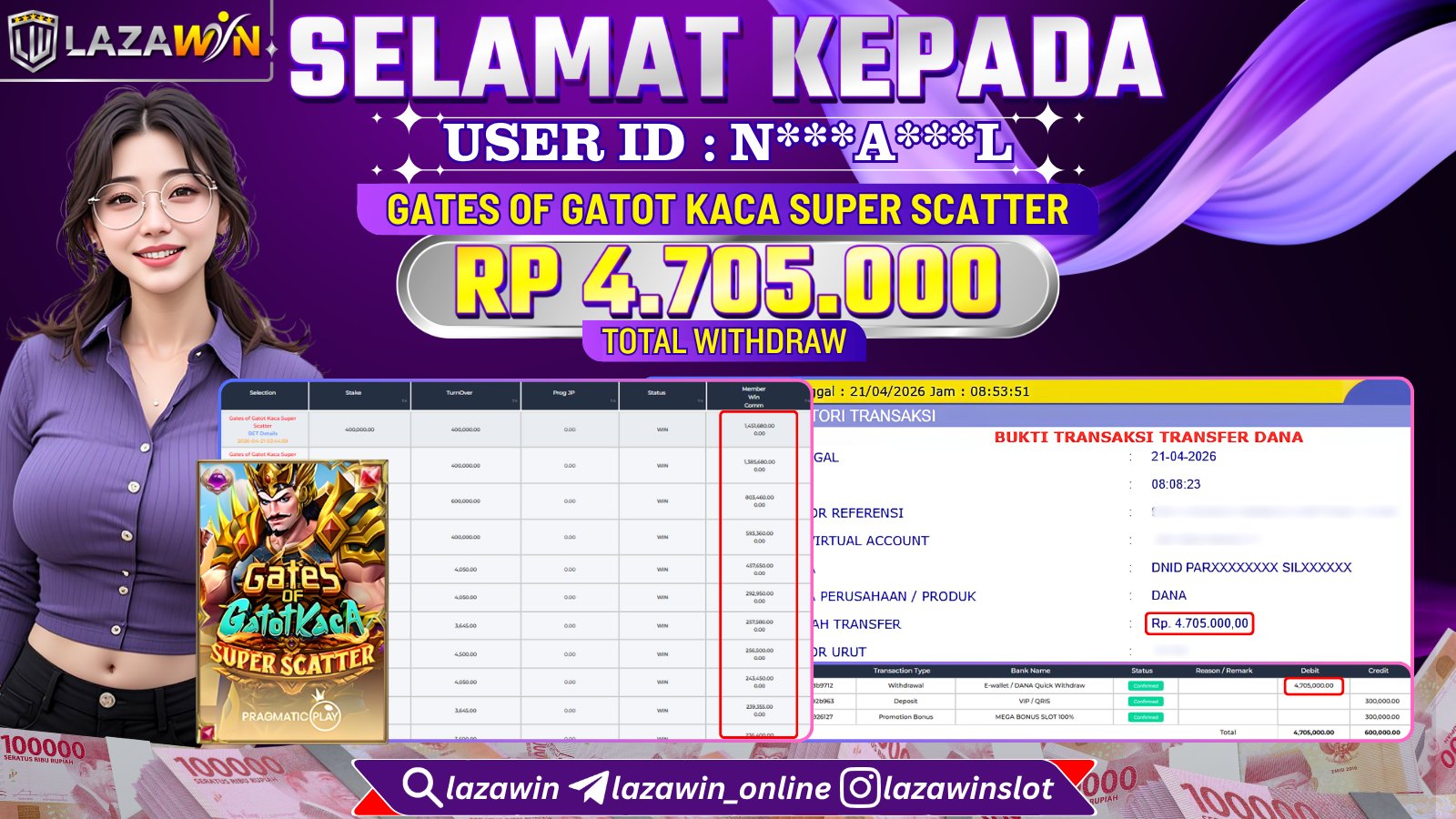LAZAWIN JACKPOT di GATES OF GATOT KACA SUPER SCATTER Rp.4.705.000,- LUNAS